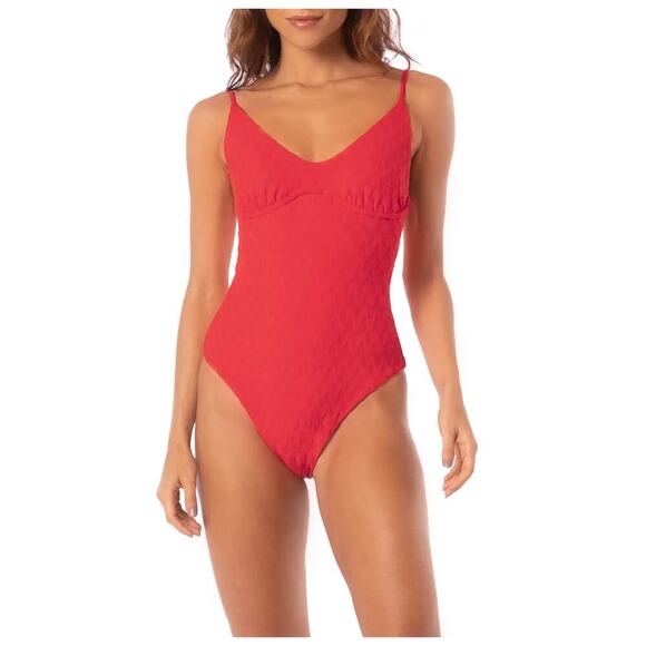 Maaji Apple Red Celine Reversible Underwire One-Piece Swimsuit Size Large - Picture 1 of 13
